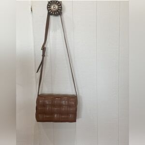 Brown Woven Leather Shoulder Bag